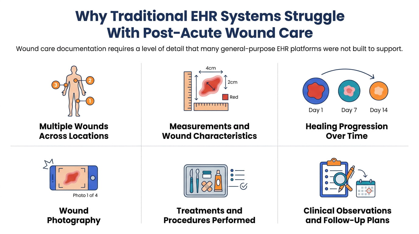 Why Traditional EHR Systems Struggle With Post-Acute Wound Care